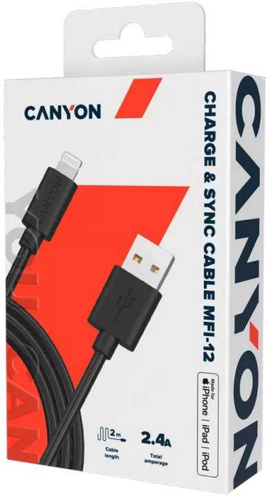 CANYON kabelis MFI-12 USB-A į Lightning 2m Baltas
