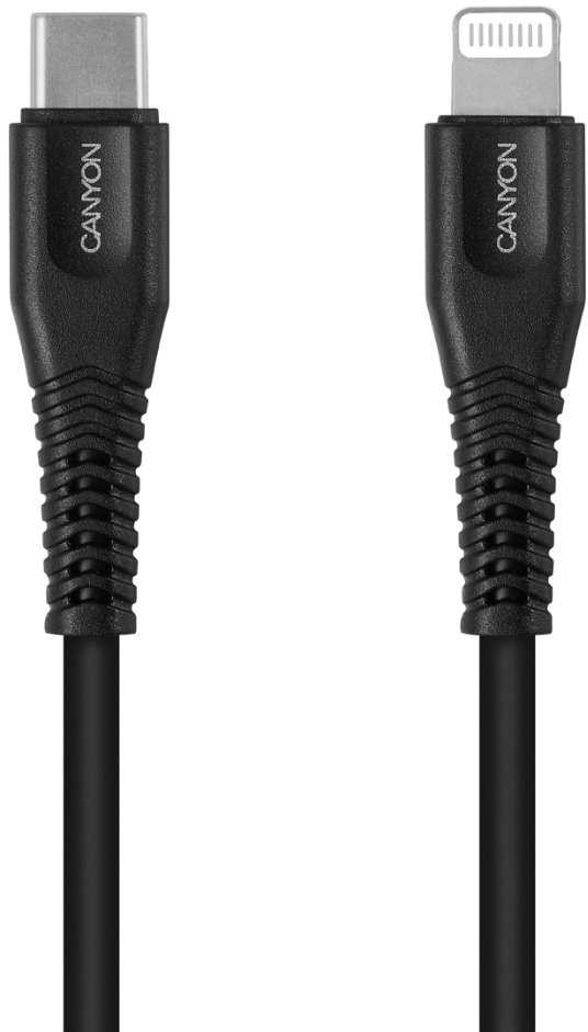 CANYON kabelis MFI-4 Type-C iki Lightning 1.2m Juodas