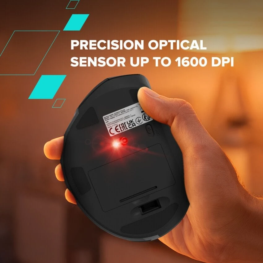 CANYON pelė OnClick 17 Ergonomic 6 buttons 1600DPI Wireless Juodas