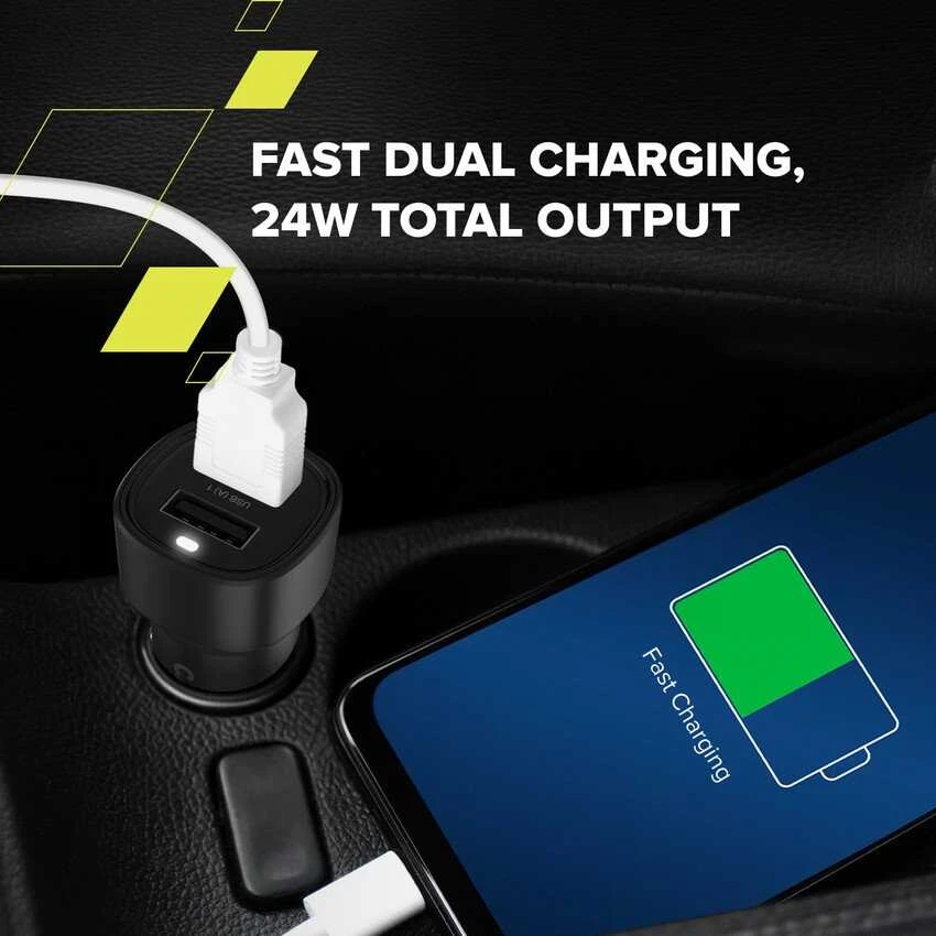 CANYON automobilinis įkroviklis OnDrive 24 24W 2xUSB-A Juodas