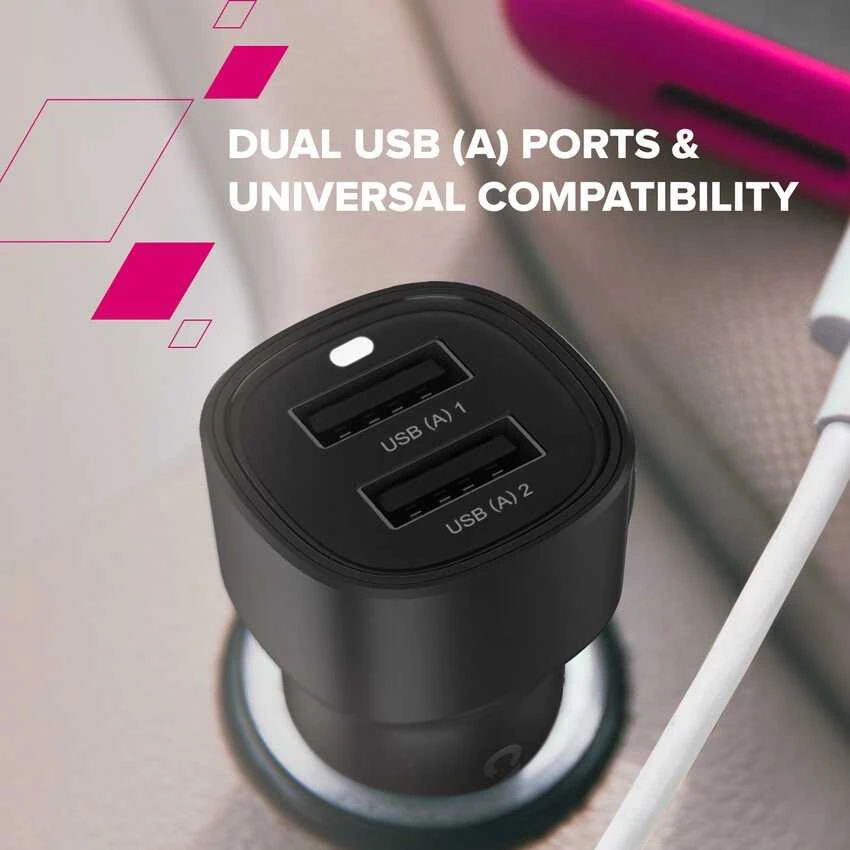 CANYON automobilinis įkroviklis OnDrive 24 24W 2xUSB-A Juodas