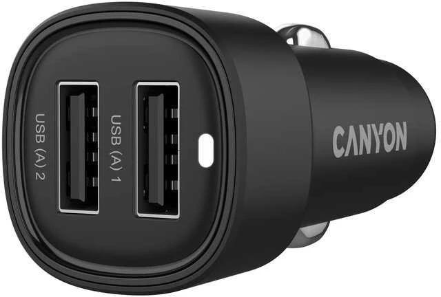 CANYON automobilinis įkroviklis OnDrive 24 24W 2xUSB-A Juodas