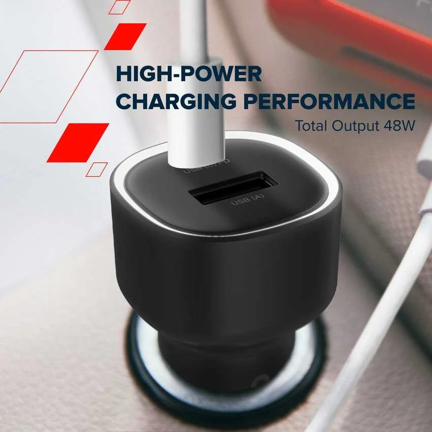 CANYON automobilinis įkroviklis OnDrive 48 PD 48W USB-A+USB-C Juodas