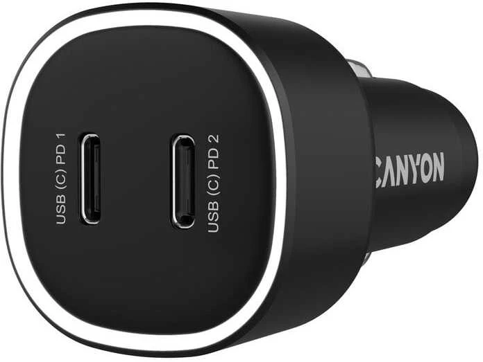 CANYON automobilinis įkroviklis OnDrive 60 PD 60W 2xUSB-C Juodas