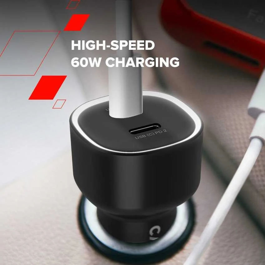 CANYON automobilinis įkroviklis OnDrive 60 PD 60W 2xUSB-C Juodas
