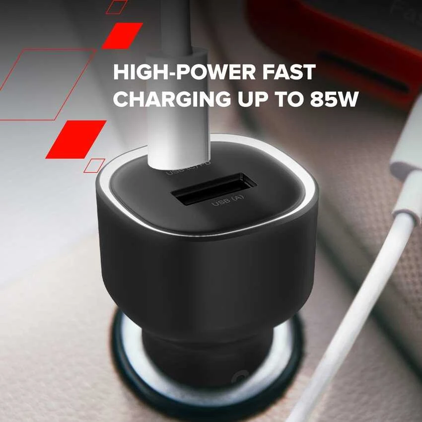 CANYON automobilinis įkroviklis OnDrive 85 PD 85W USB-A+USB-C Juodas