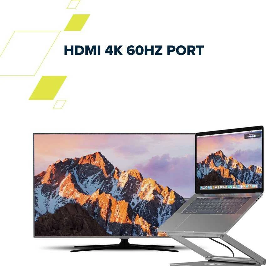 Canyon Nešiojamas kompiuterio stovas su šakotuvu, TYPE C F į HDMI2.0+2USB3.0+USBC3.0+RJ45+PD, TYEP C - C kabelis 1m baltas su Emark: HUSB332A, Medžiaga: Aliuminio korpusas+ABS+PS, Dydis: 245x240x27.2+/-0.3mm, Svoris: 1304g