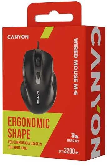 CANYON pelė M-6 su laidu Juodas