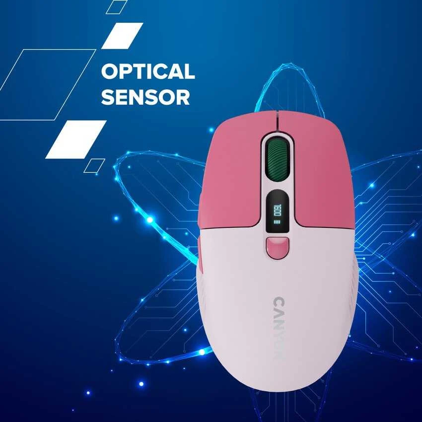 CANYON pelė MW-26 LCD tyli dvigubo režimo belaidė rožinė
