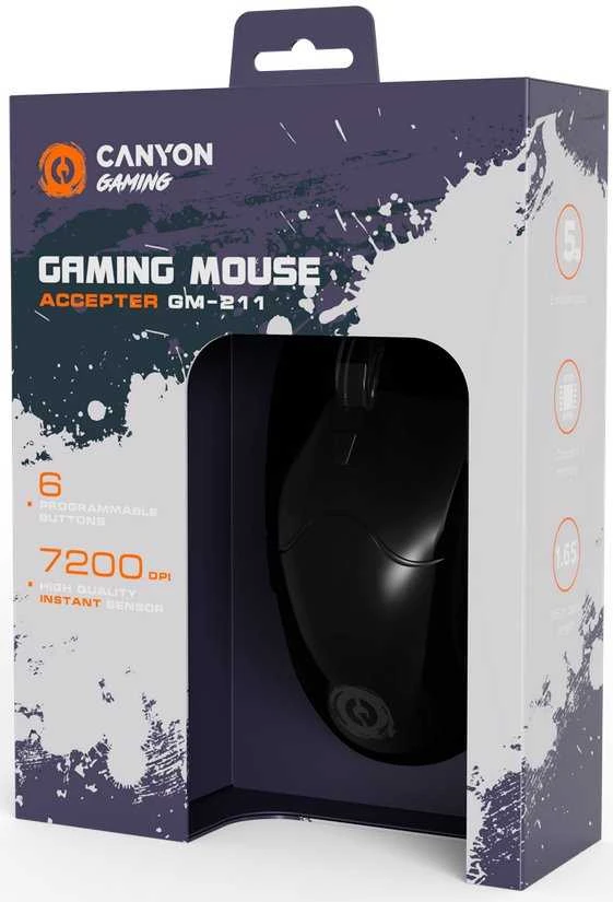 Žaidimų pelė Canyon Accepter GM-211, Juodos spalvos