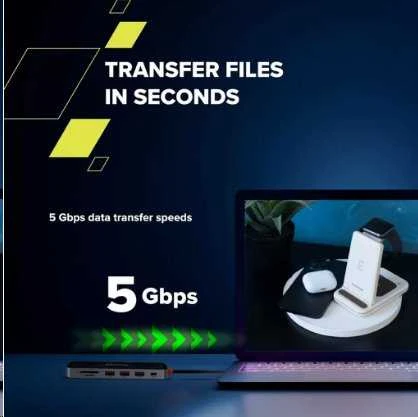 CANYON šakotuvas DS-13 7in1 4k USB-C permatomas erdvės pilkas