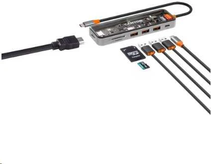 CANYON šakotuvas DS-13 7in1 4k USB-C permatomas erdvės pilkas