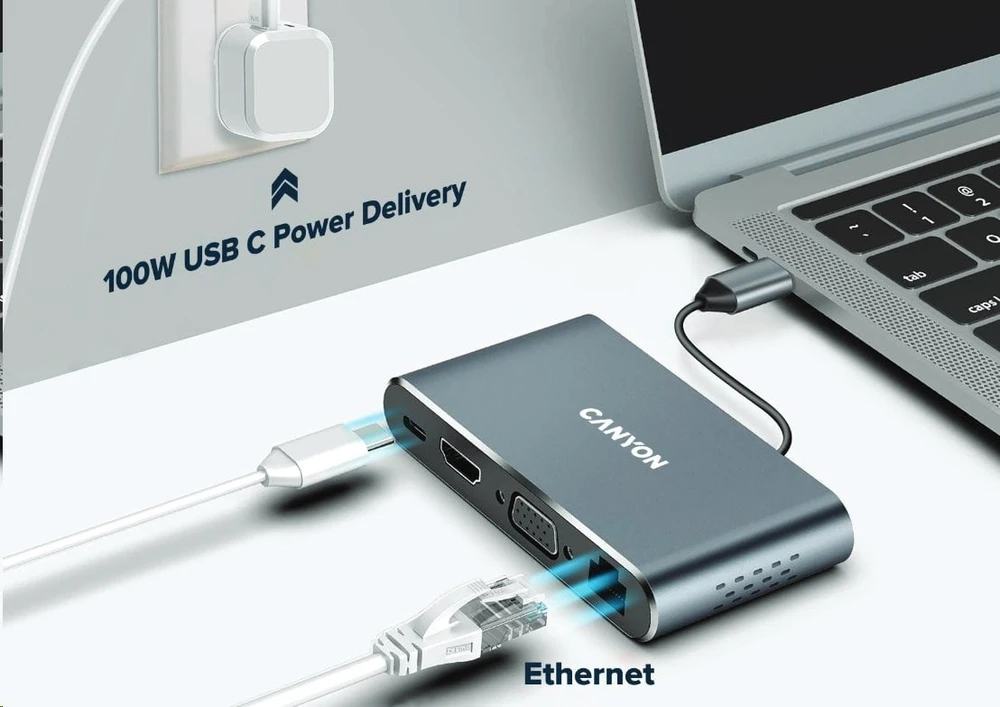 CANYON hub DS-14 8in1 4k USB-C Dark Pilkas