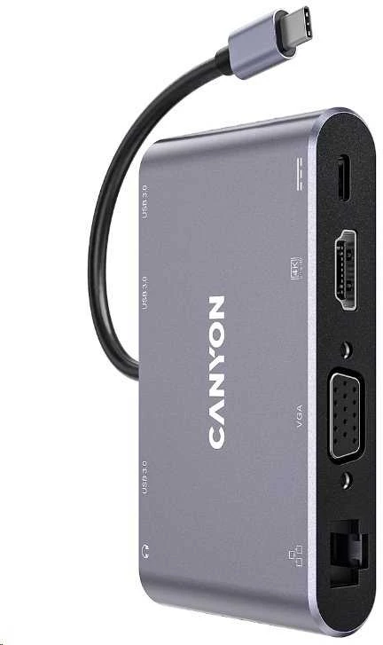 CANYON hub DS-14 8in1 4k USB-C Dark Pilkas