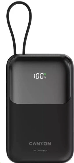 CANYON maitinimo blokas OnPower 101 įmontuotas kabelis 10000 mAh PD22.5W juodas