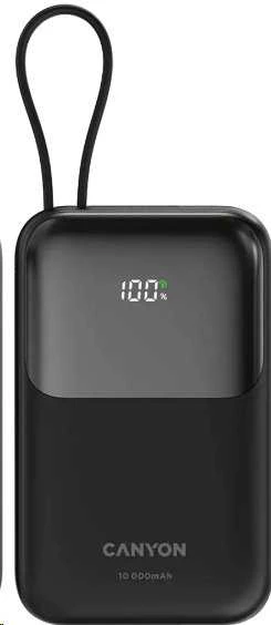 CANYON maitinimo blokas OnPower 101 įmontuotas kabelis 10000 mAh PD22.5W juodas