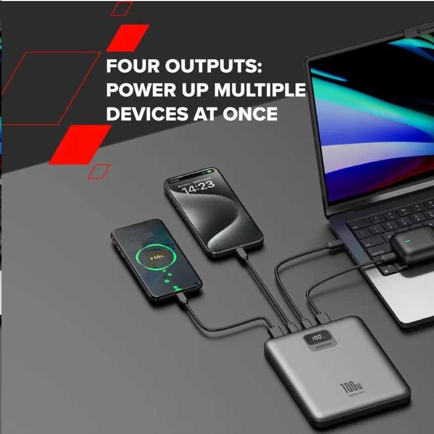 Canyon Powerbank PB-2008 LED 20000 mAh PD100W QC3.0 tamsiai pilka