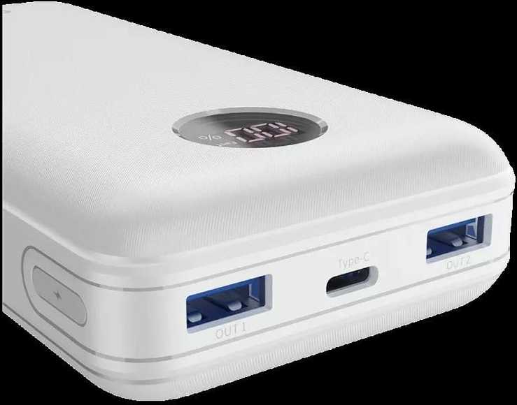 CANYON maitinimo blokas PB-2002 LED 20000 mAh PD 20W QC 3.0 baltas