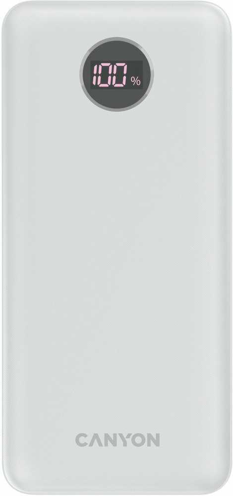 CANYON maitinimo blokas PB-2002 LED 20000 mAh PD 20W QC 3.0 baltas