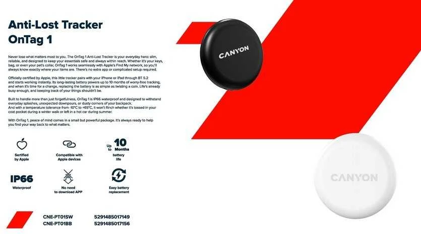 CANYON smart tag ONTAG 1 iOS Baltas