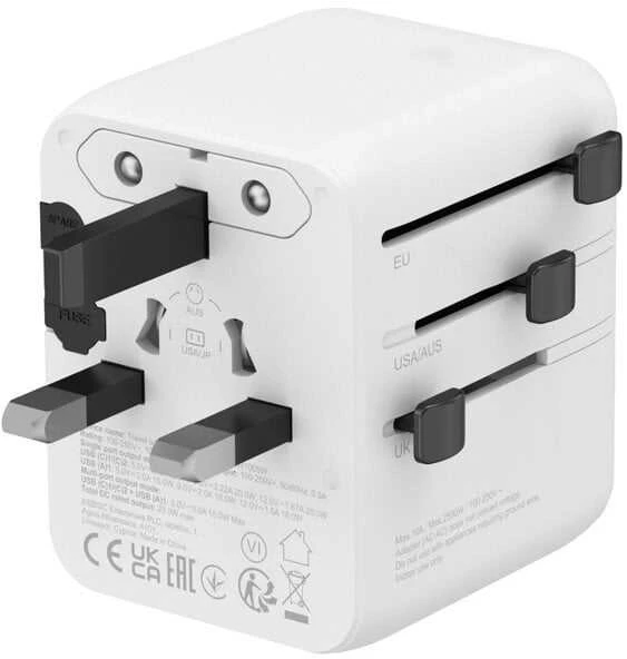 CANYON kelioninis adapteris OnTour 20 ES/JK/JAV/Australijos 20 W, baltas