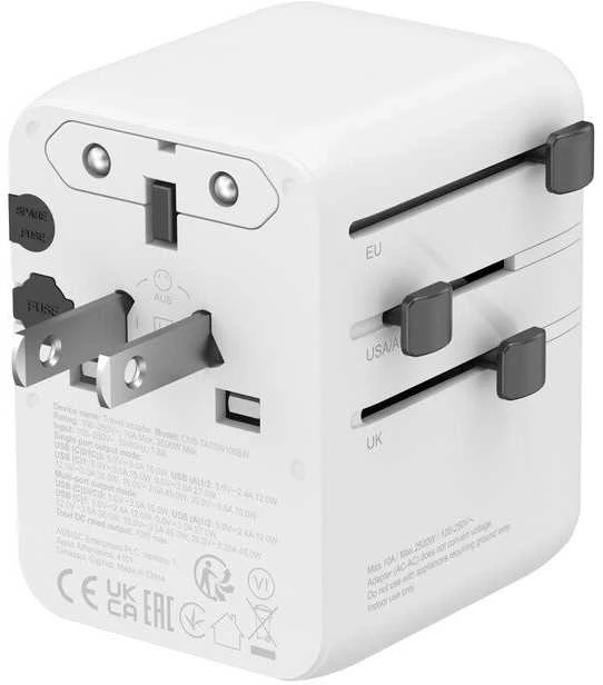 CANYON kelioninis adapteris OnTour 70 EU/JK/JAV/Australija 70W, baltas
