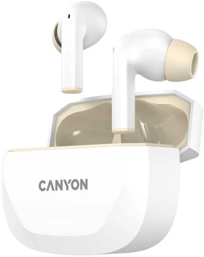 CANYON ausinės HEXAGON 7 TWS ANC+ENC belaidis įkrovimas baltas smėlio spalvos