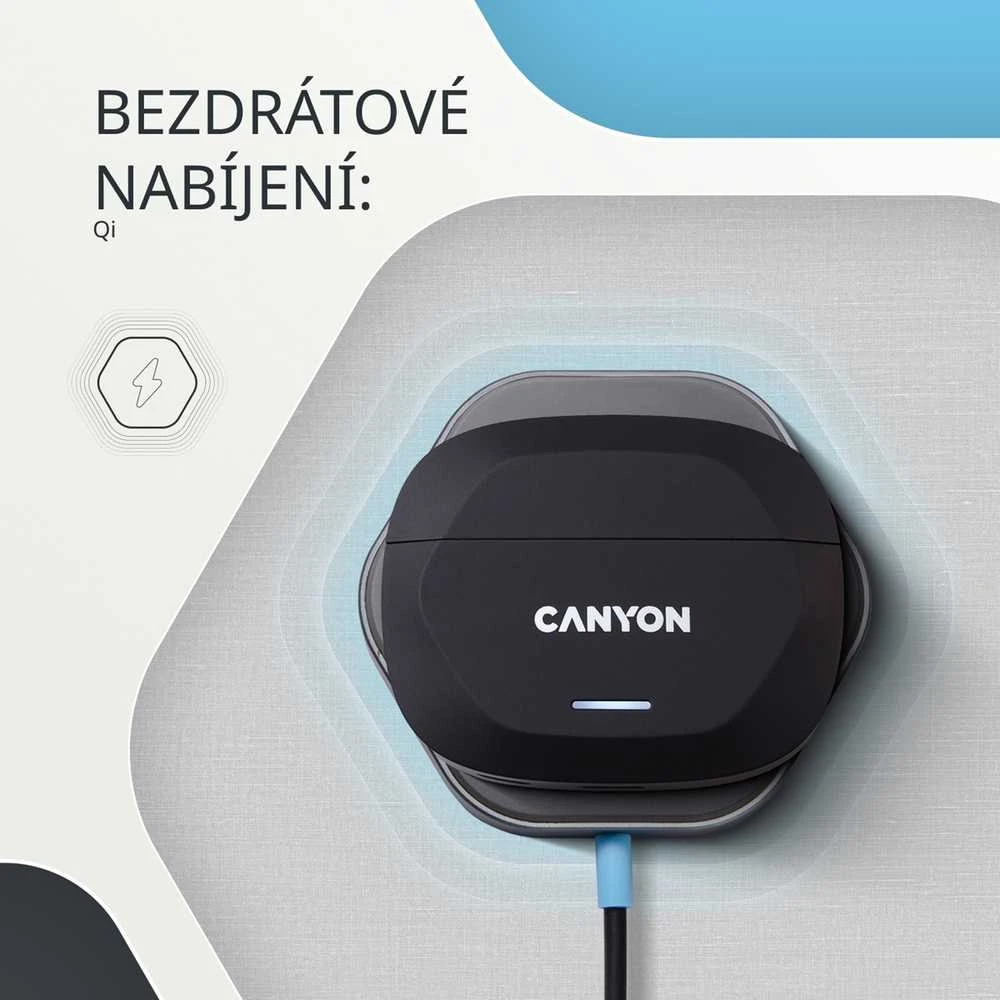 CANYON ausinės HEXAGON 7 TWS ANC+ENC belaidis įkrovimas baltas smėlio spalvos