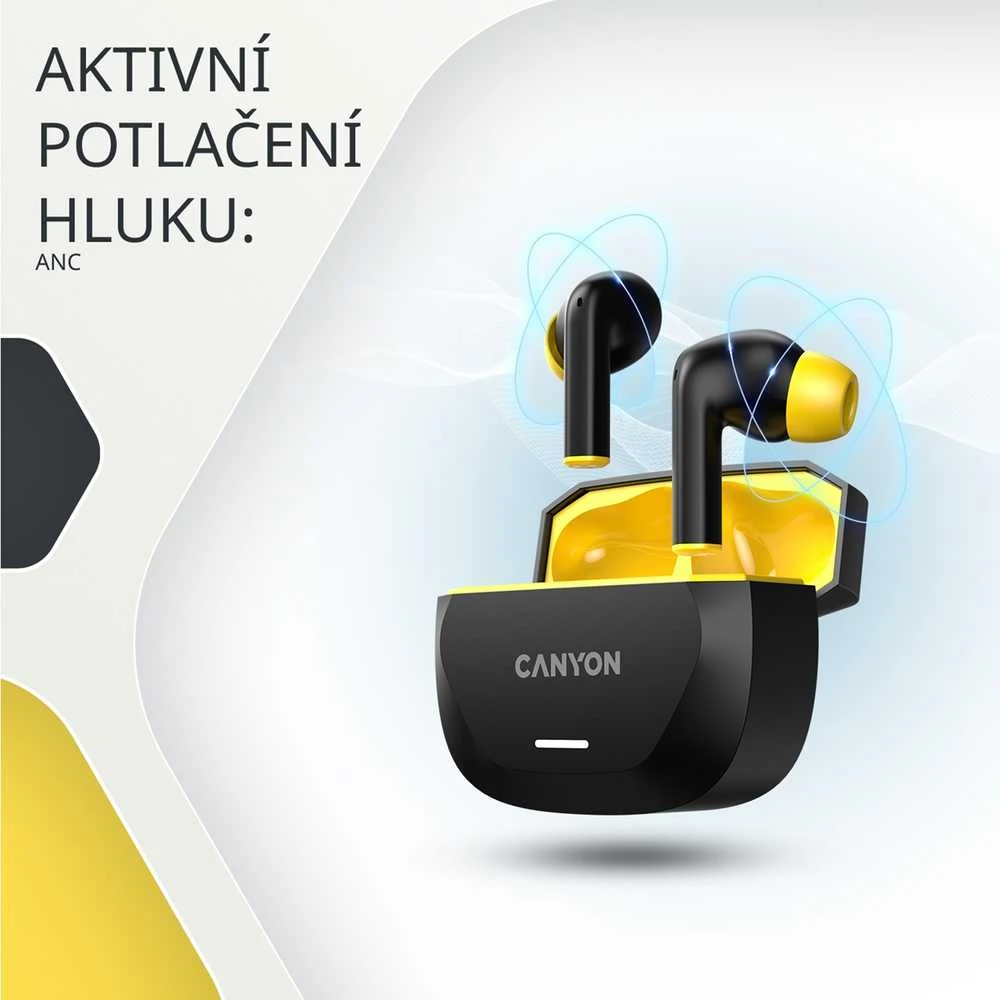 CANYON ausinės HEXAGON 7 TWS ANC+ENC belaidis įkrovimas baltas smėlio spalvos