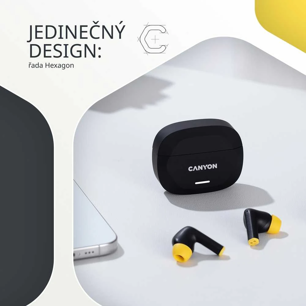 CANYON ausinės HEXAGON 7 TWS ANC+ENC belaidis įkrovimas baltas smėlio spalvos