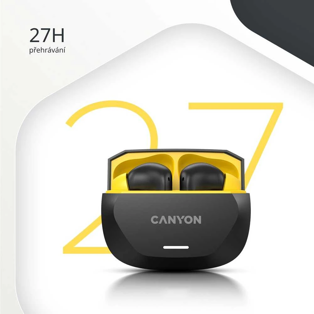 CANYON ausinės HEXAGON 7 TWS ANC+ENC belaidis įkrovimas baltas smėlio spalvos