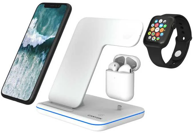 Universalus Belaidis įkroviklis Canyon 3in1 Wireless Charger WS-302, tinka vienu metu įkrauti Apple Watch, iPhone ir Airpods
