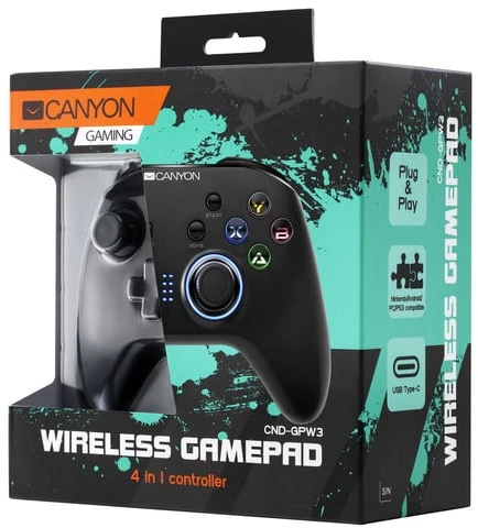 Belaidis žaidimų pultas Canyon GP-W3 4-in-1 Wireless Gamepad, suderinamas su Nintendo Switch, Android, WinXP - Win10 ir naujesniais, PS3