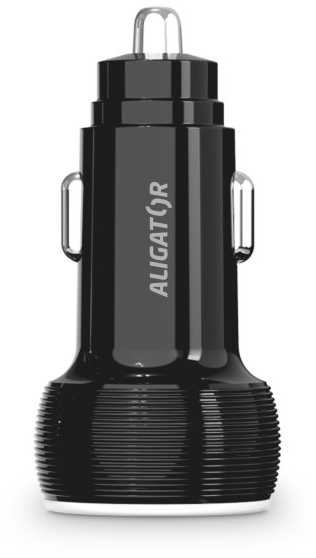 Automobilinis įkroviklis ALIGATOR, 2xUSB 2,4A, originalus juodas