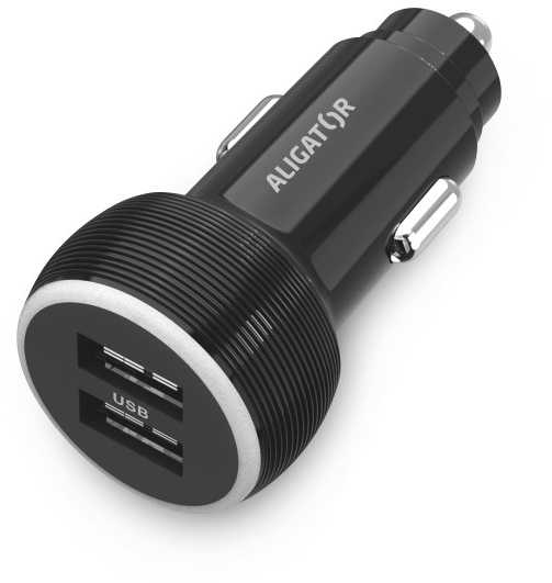 Automobilinis įkroviklis ALIGATOR, 2xUSB 2,4A, originalus juodas