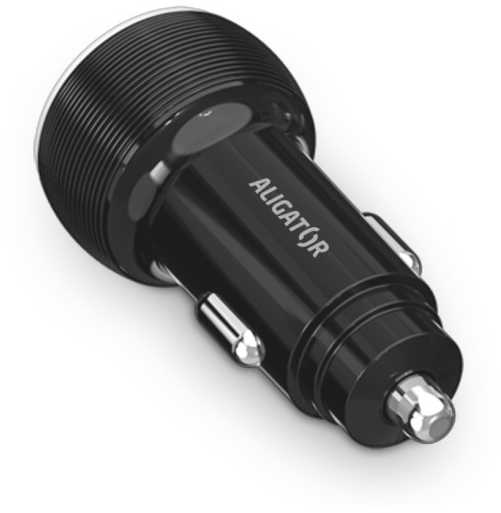 Automobilinis įkroviklis ALIGATOR, 2xUSB 2,4A, originalus juodas