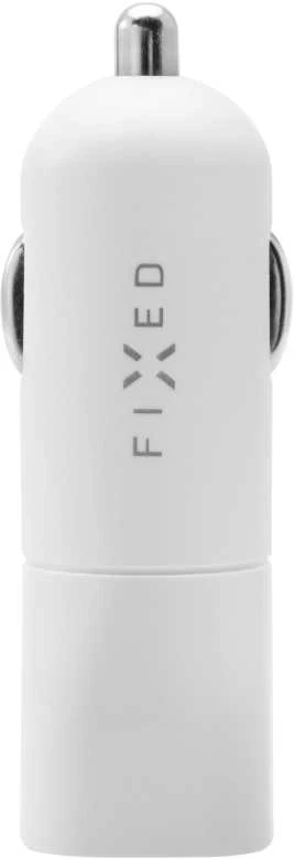 FIXED USB-C automobilinis įkroviklis, 18W, baltos spalvos