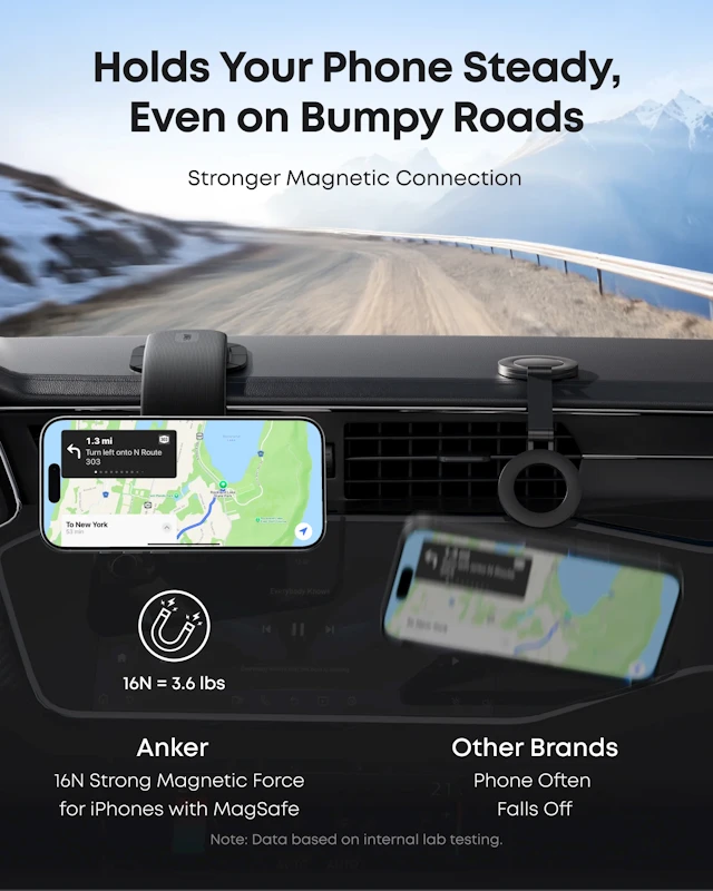 Car holder with magnet Anker MagGo for dashboard juodas