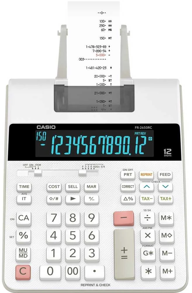 Skaičiuotuvas Casio FR-2650RC su 12 skaitmenų ekranu