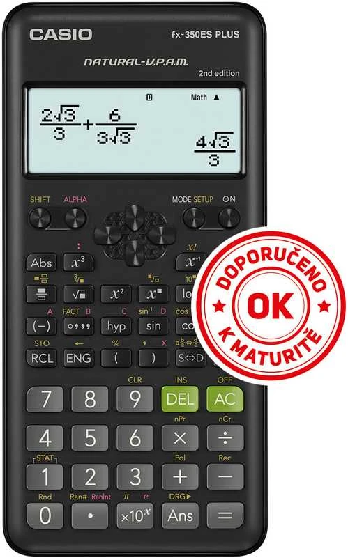 Skaičiuotuvas - Casio Fx-350ESPlus-2 Juodas, 12 Skaitmenų Ekranas