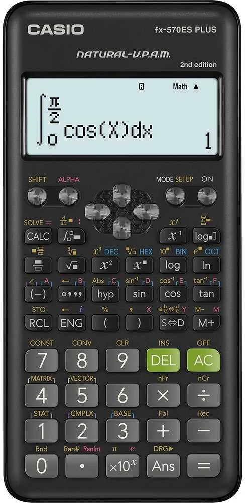 Casio FX-570ES PLUS II su ekrane rodoma lygtimi