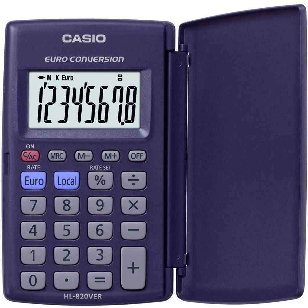Casio HL-820VERA-WA-EP, Kišeninis, Bazinis, 8 skaitmenų, 1 eilutė, Baterijos / Saulės energija, Mėlynas