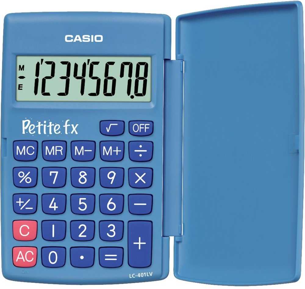 Casio PETITE FX (LC-401LV-BU), Pocket, Basic, 8 digits, 1 lines, Baterija, Mėlyna