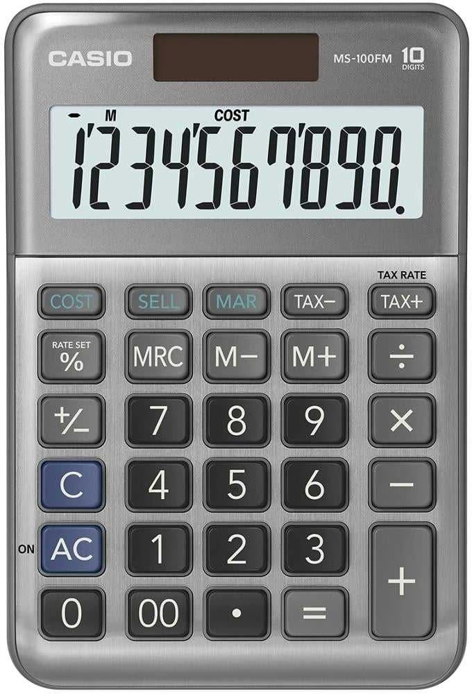 Casio MS-100FM skaičiuotuvas metaliniu paviršiumi