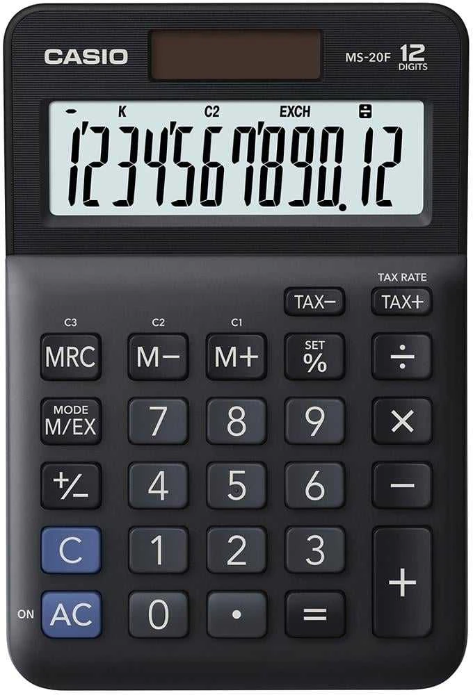 Casio MS-20F skaičiuotuvas su 12 skaitmenų ekranu