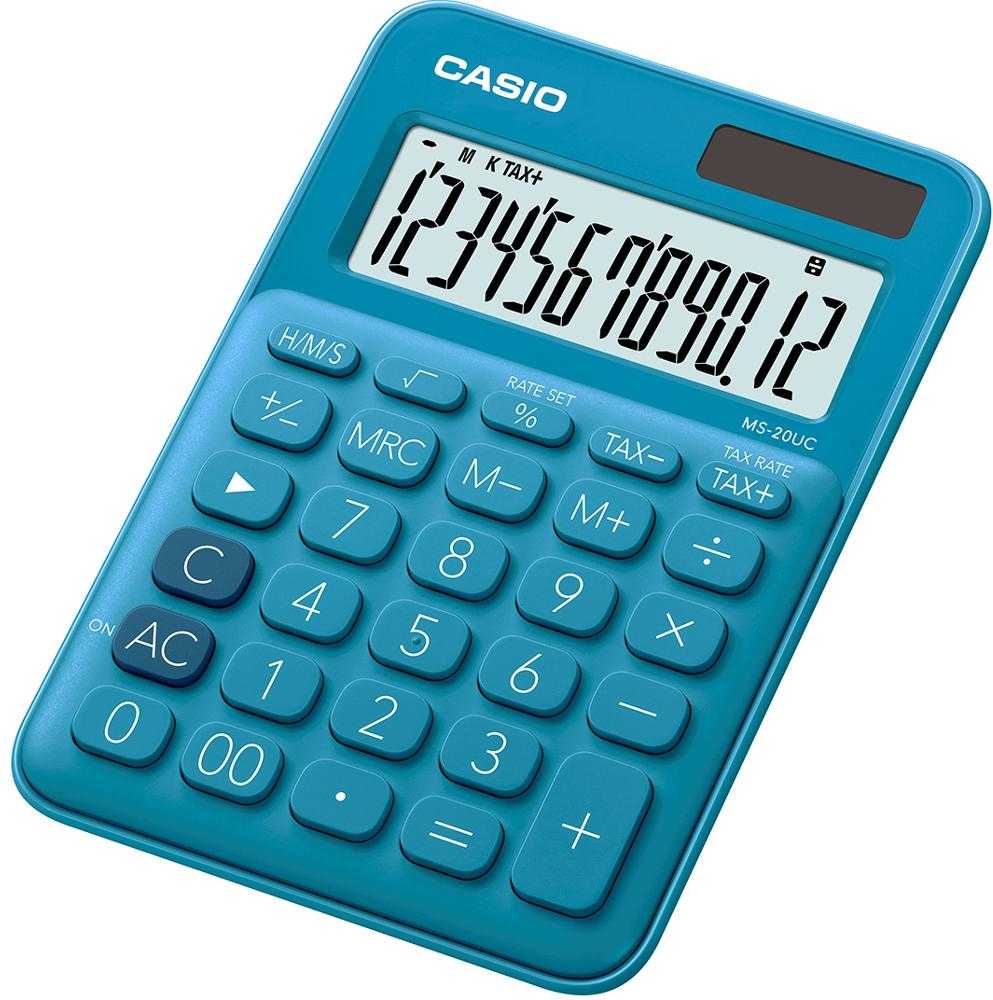 Skaičiuotuvas Casio MS-20UC-BU mėlynas 12 skaitmenų