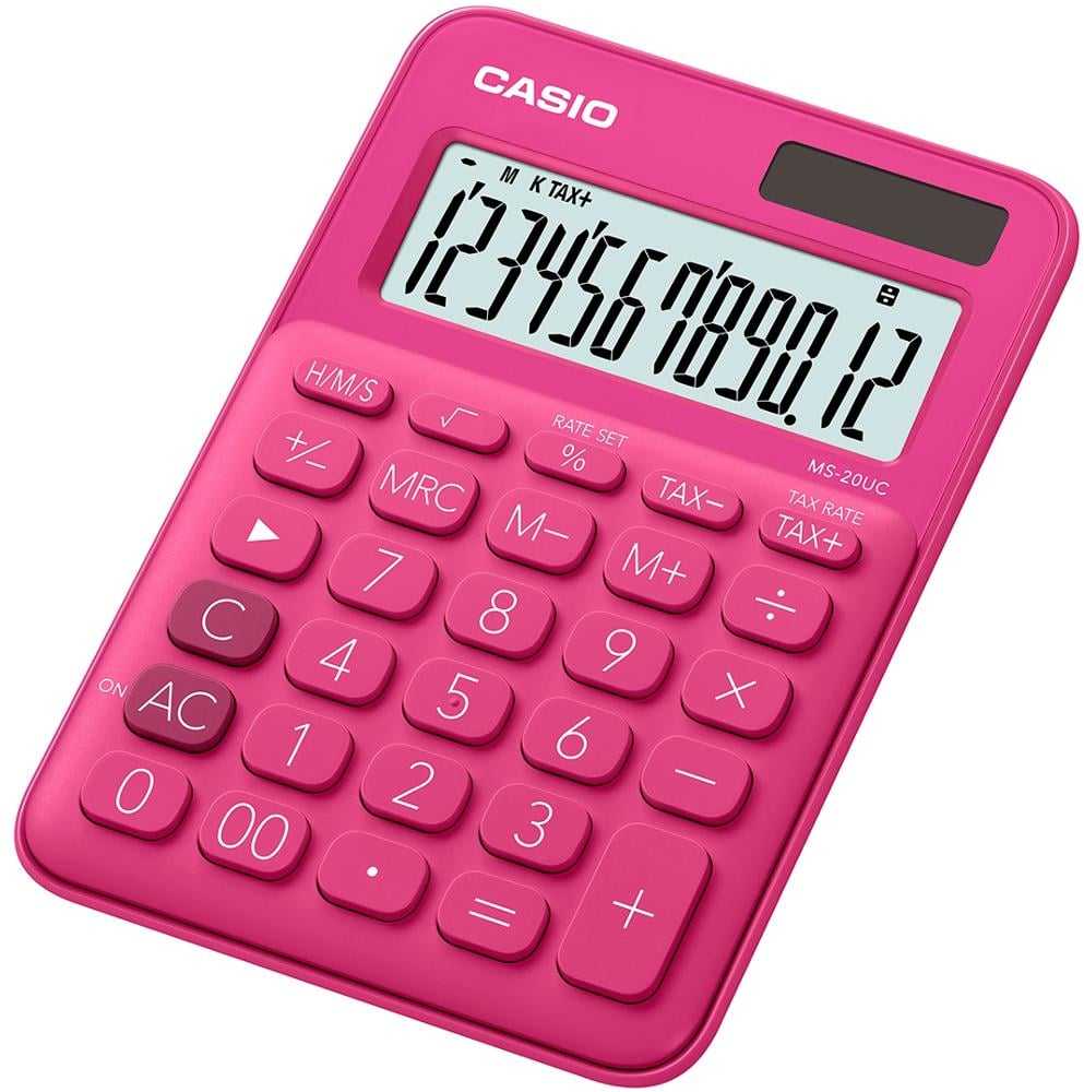 Skaičiuotuvas Casio MS-20UC-RD rožinis 12 skaitmenų