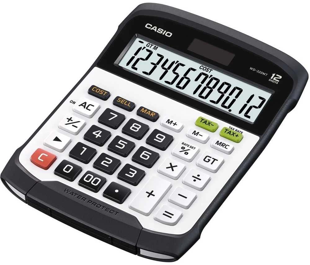 Stalinis skaičiuotuvas CASIO WD-320MT, 144,5 x 194,5 x 35,6 mm, plaunama klaviatūra