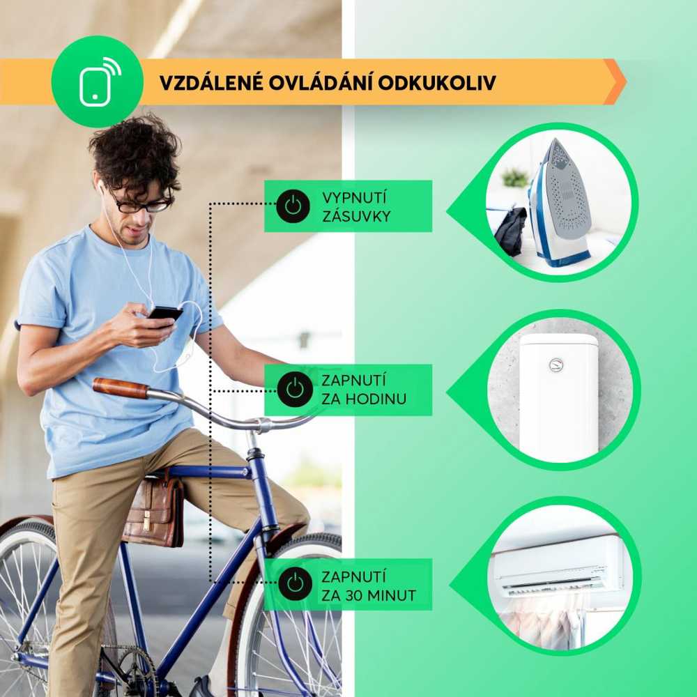 Išmanioji Wi-Fi rozetė (2vnt. kompl.) A1, 3450W 16A, su energijos matavimu, TUYA / Smart Life, NOUS