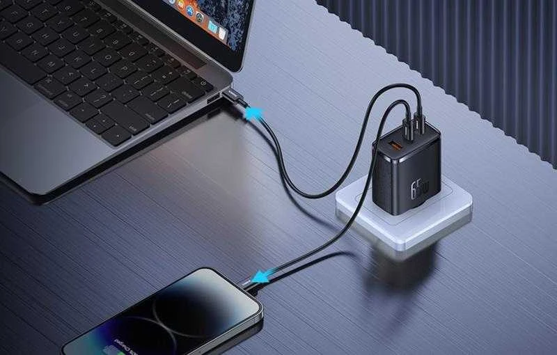 Sieninis įkroviklis Baseus OS-Cube Pro 2xUSB-C + USB, 65W (juodas)